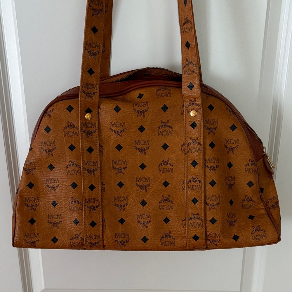 MCM Vintage Cognac Visetos Monogram Large Dome Tote - Picture 9 of 14